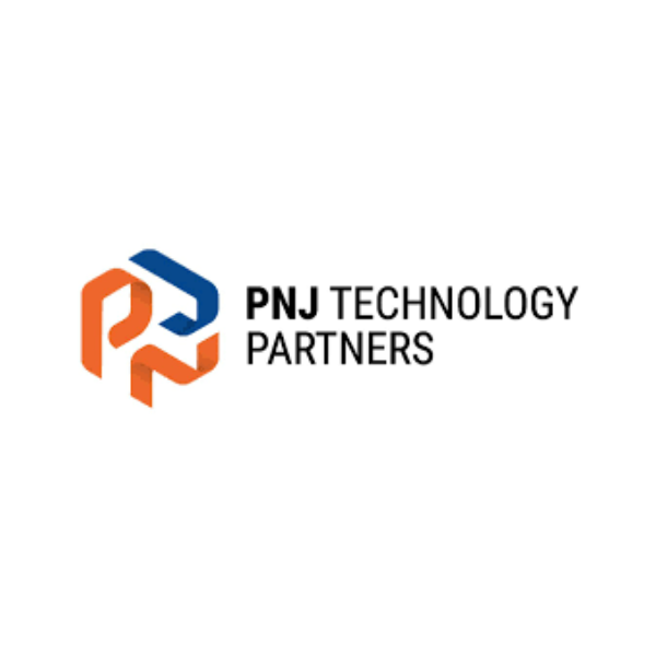 PNJ Technology Partners logo with a geometric design in orange and blue and the company name in black text.