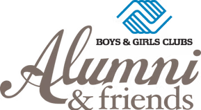 Alumni Friends logo with blue handshake icon and stylized text