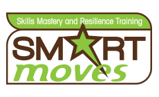 Logo for Skills Mastery and Resilience Training featuring the text 'SMART moves' with a star replacing the 'A' and green accents.