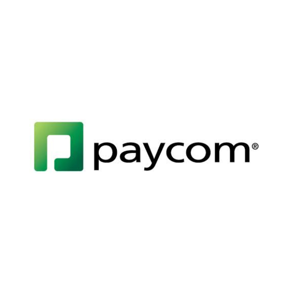 Paycom logo with green and black text and icon on white background.