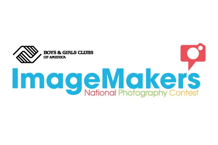 Logo for Boys & Girls Clubs of America and ImageMakers National Photography Contest, featuring a camera icon with a speech bubble in red, and the text in blue, red, green, and orange.
