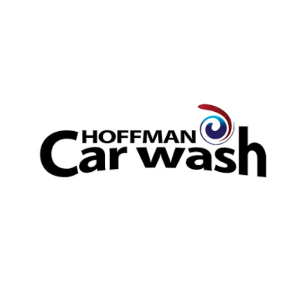 Hoffman Car Wash logo with stylized swirl design above the word 'Car wash' in bold black letters.
