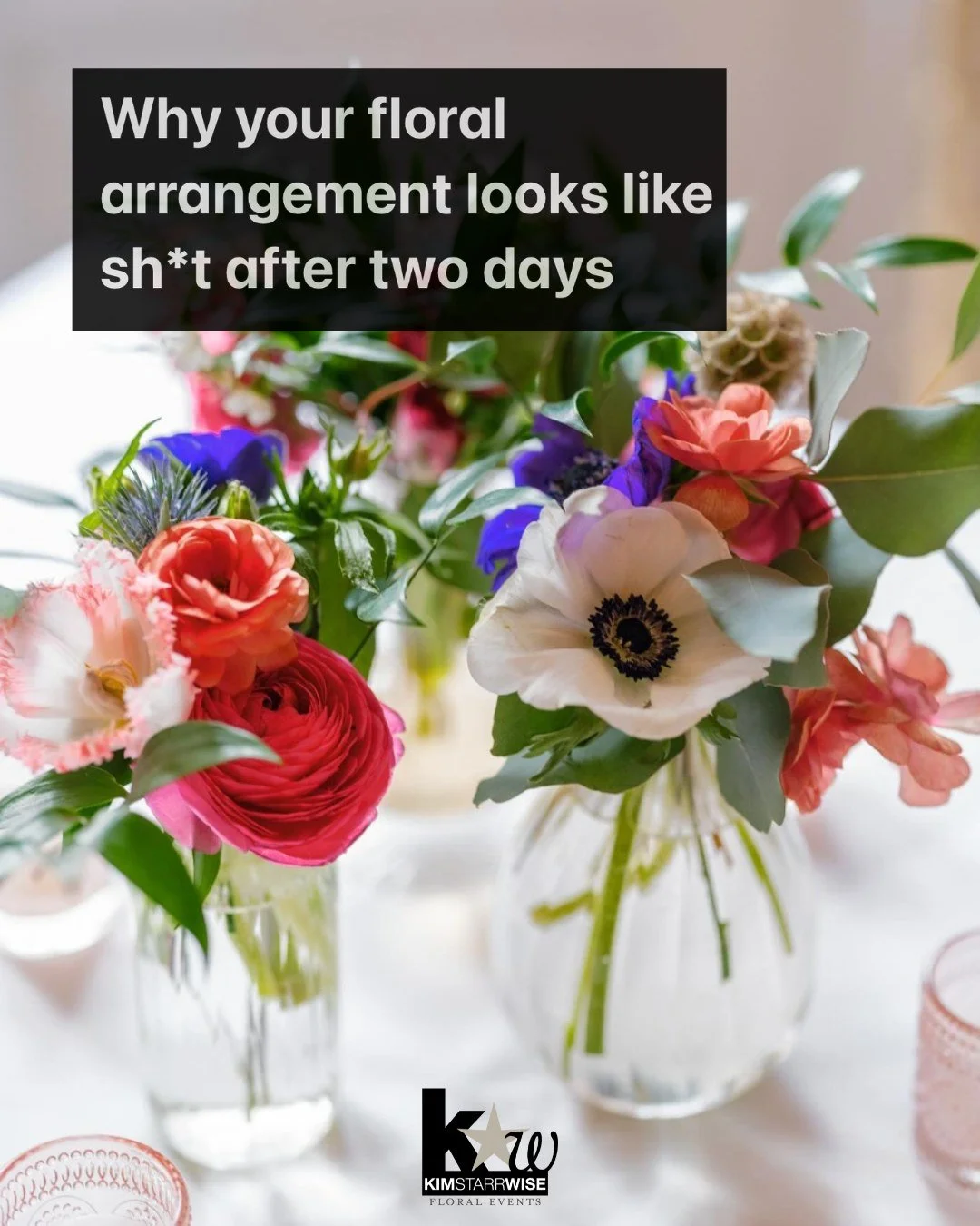 Sorry, but you&rsquo;re the problem. 

The good news is that it&rsquo;s stupidly easy to keep your flowers fresher, longer. 👆🏼

📸 @lancenicoll 

#kimstarrwise #floraltips #freshflowers