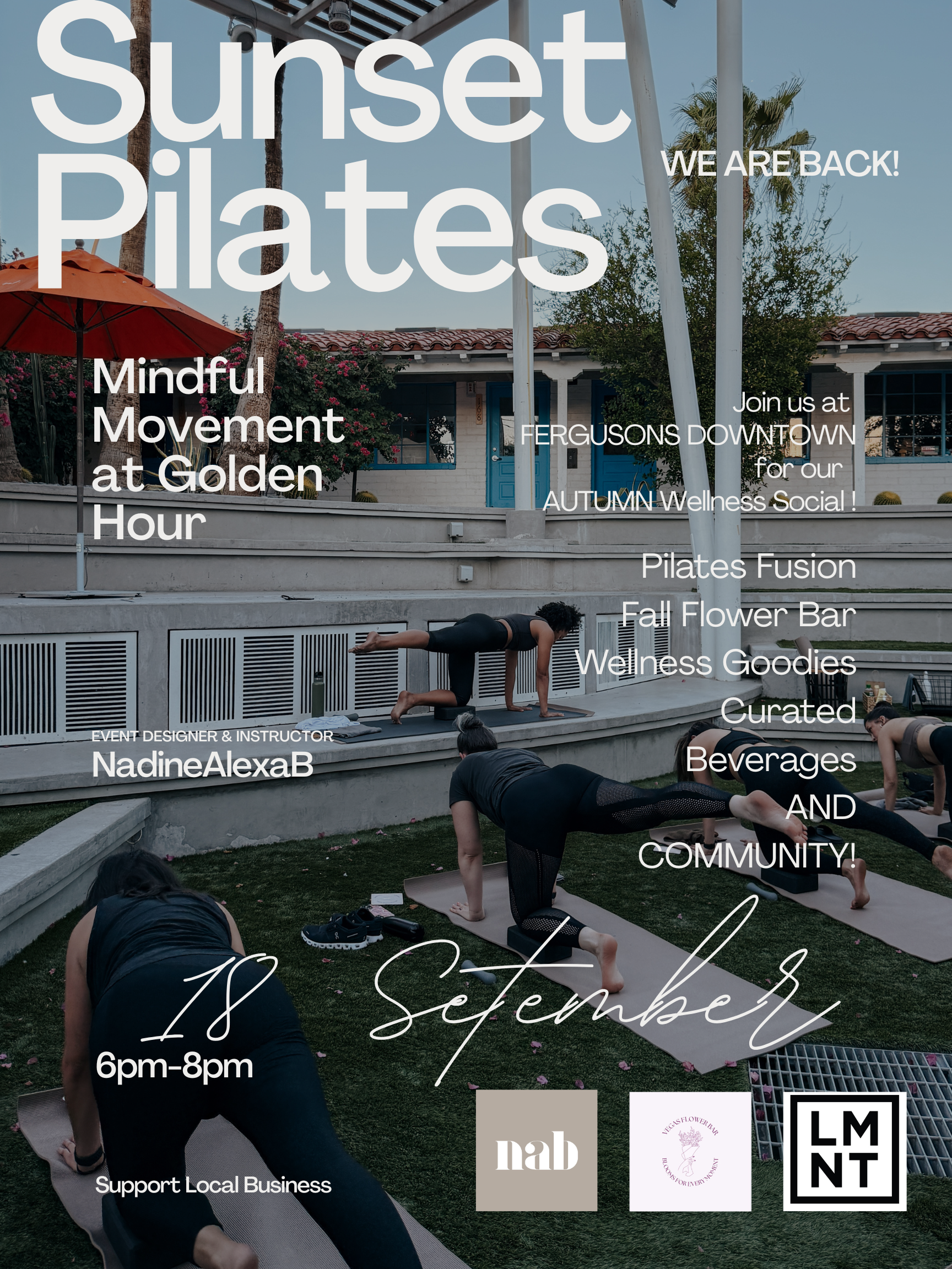 NabLab Pilates Picnic 4 Sunset at Fergusons Downtown