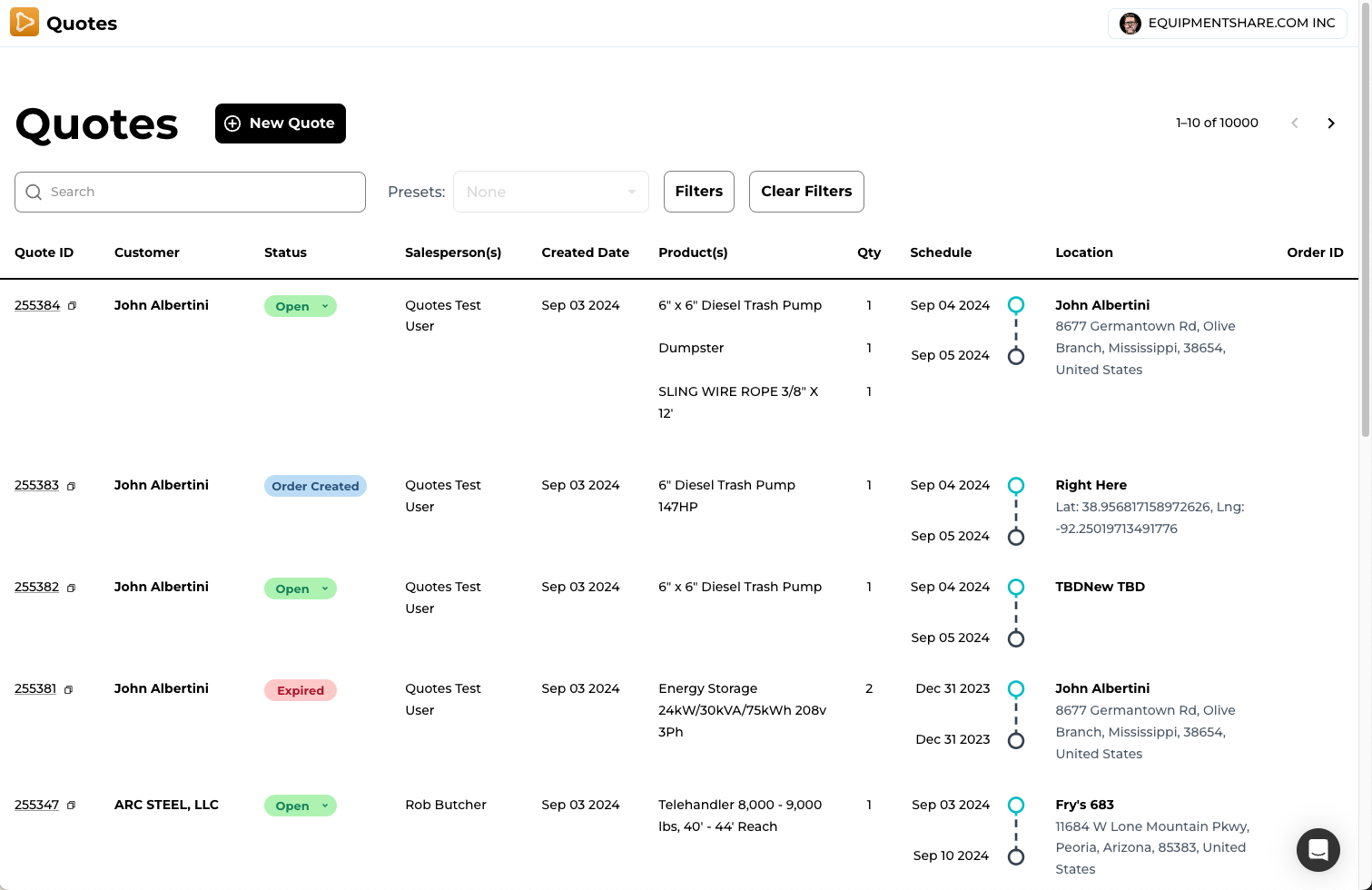 Status, filters, and search added