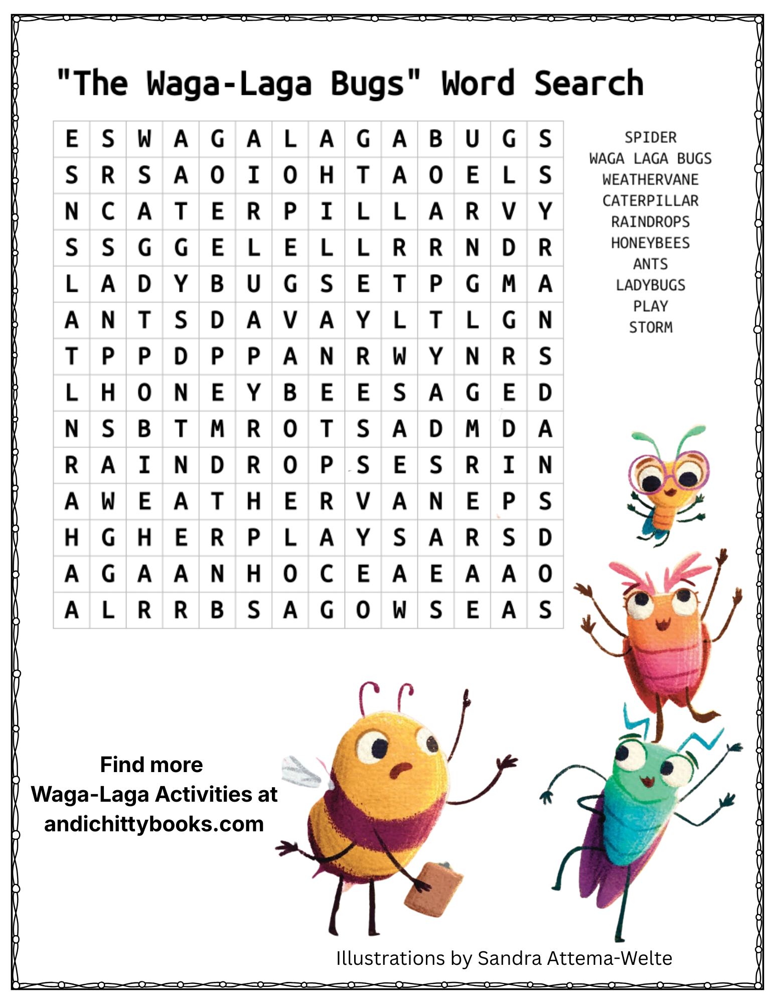 Waga-Laga Bugs- Activity Sheets
