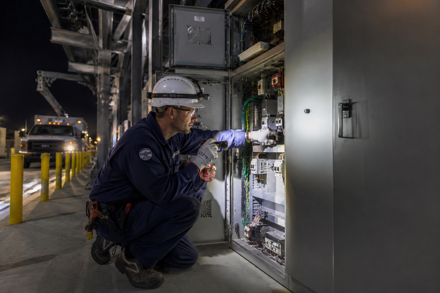 man doing electrical work