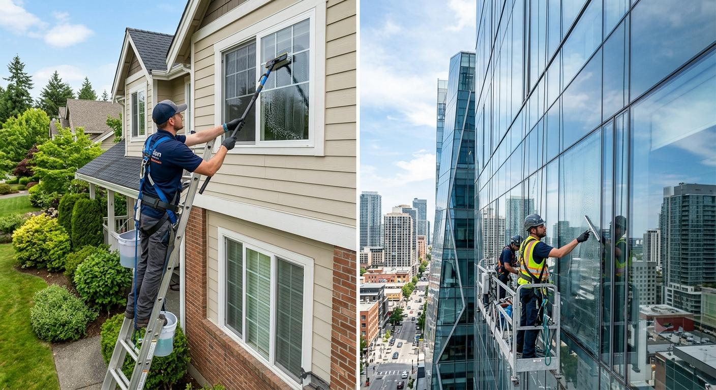 workers cleaning windows