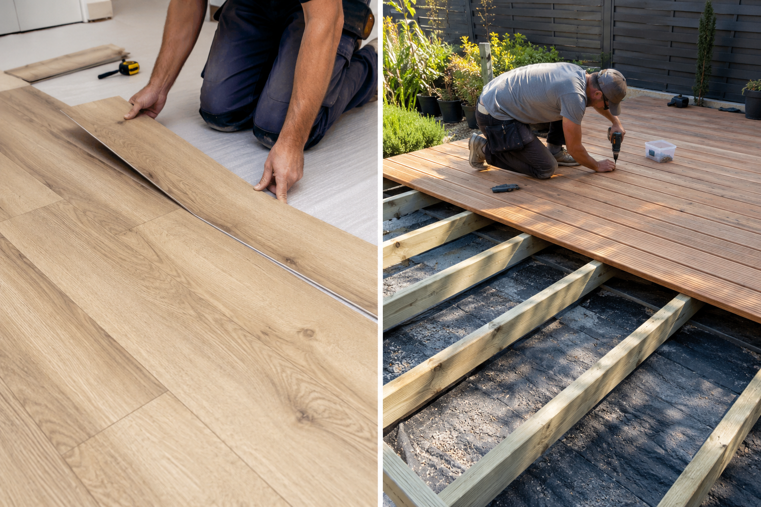 men doing flooring and decking