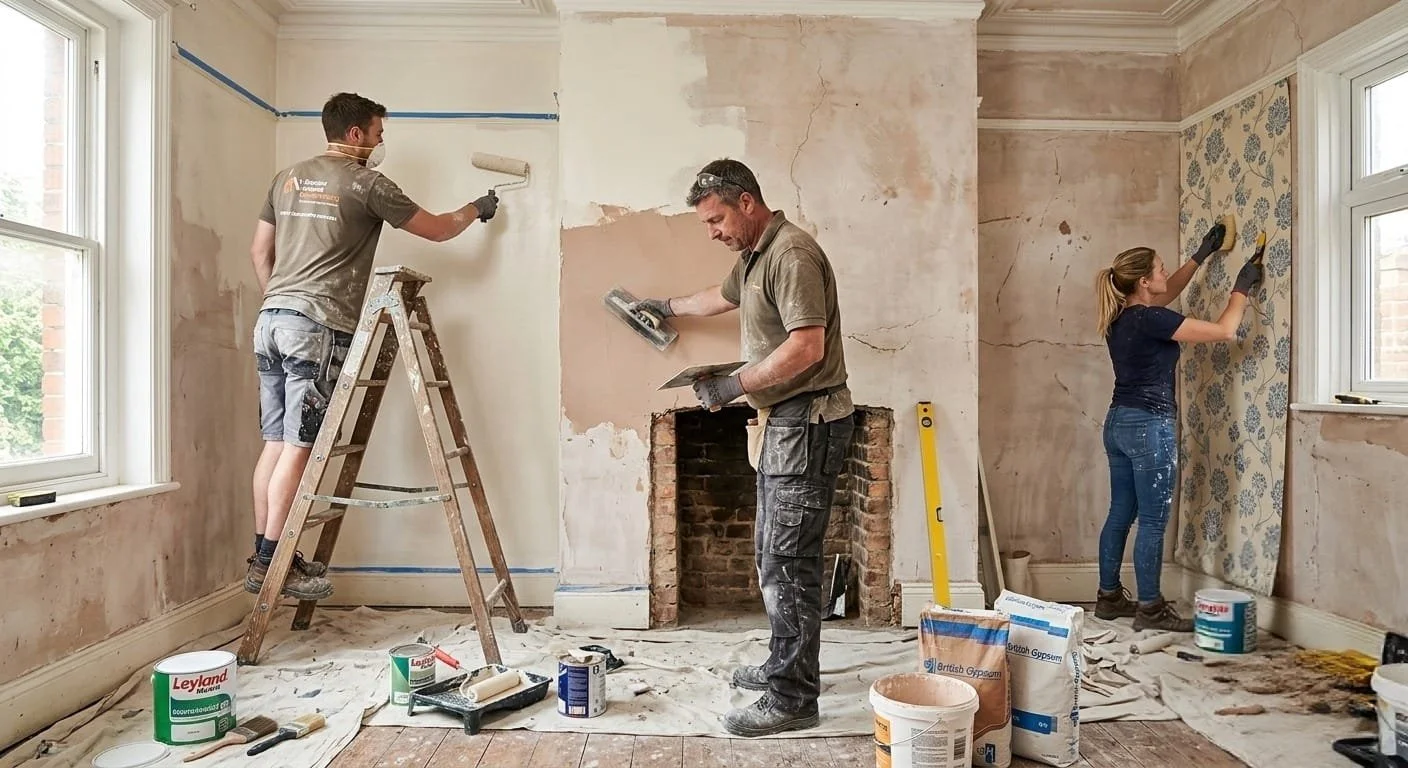 Workers doing painting & plastering