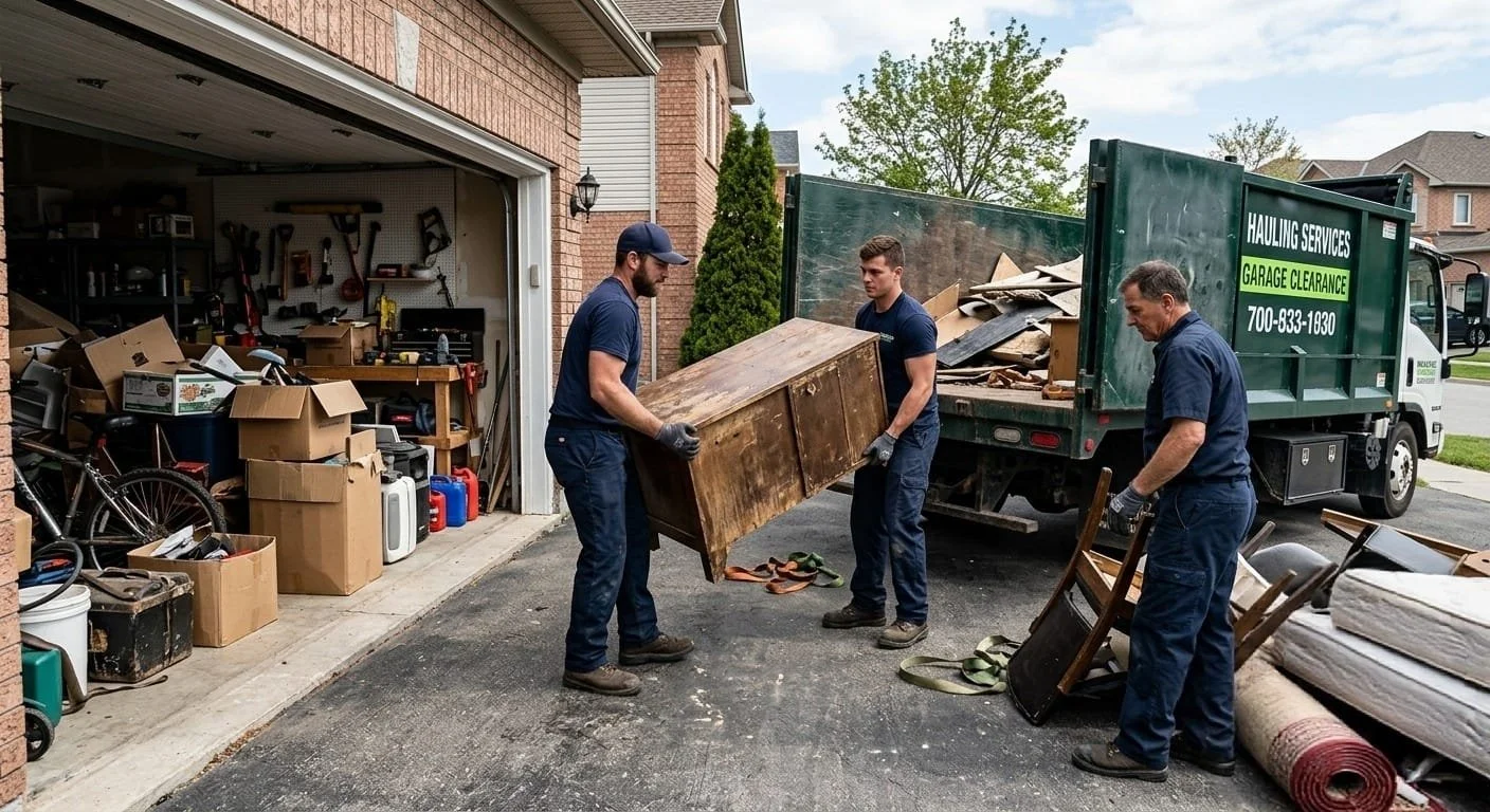 men clearing the garage