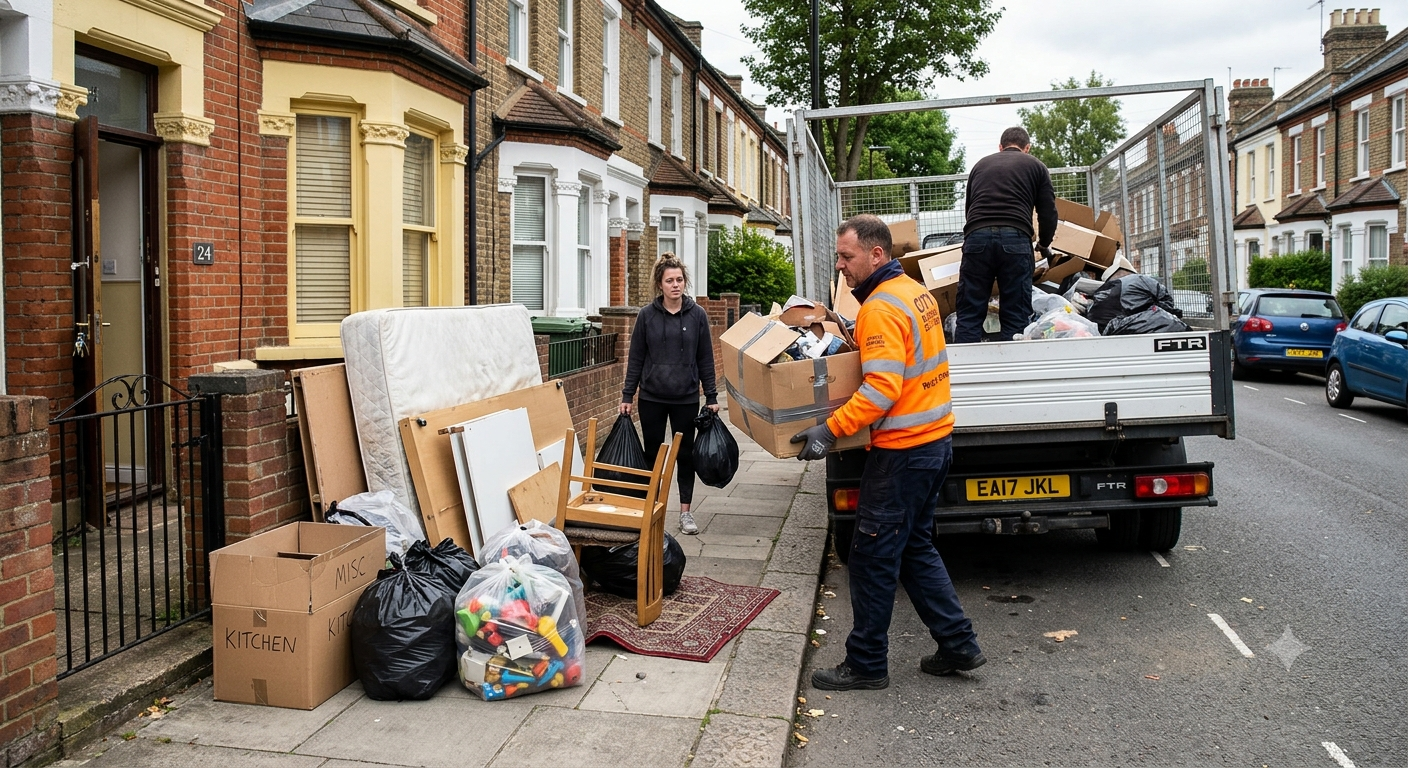 Workers collecting end of tenancy waste