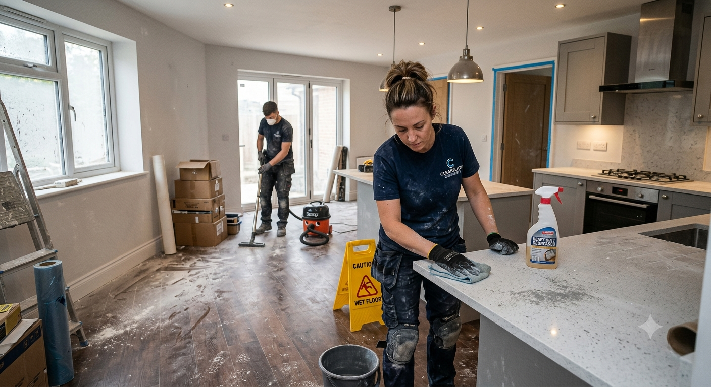 staff doing after-builders cleaning