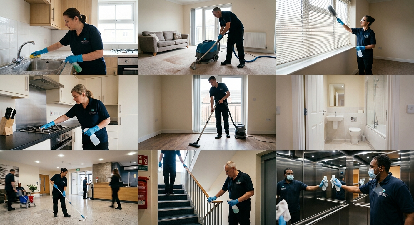 staff doing landlord, estate agent and communal area cleaning