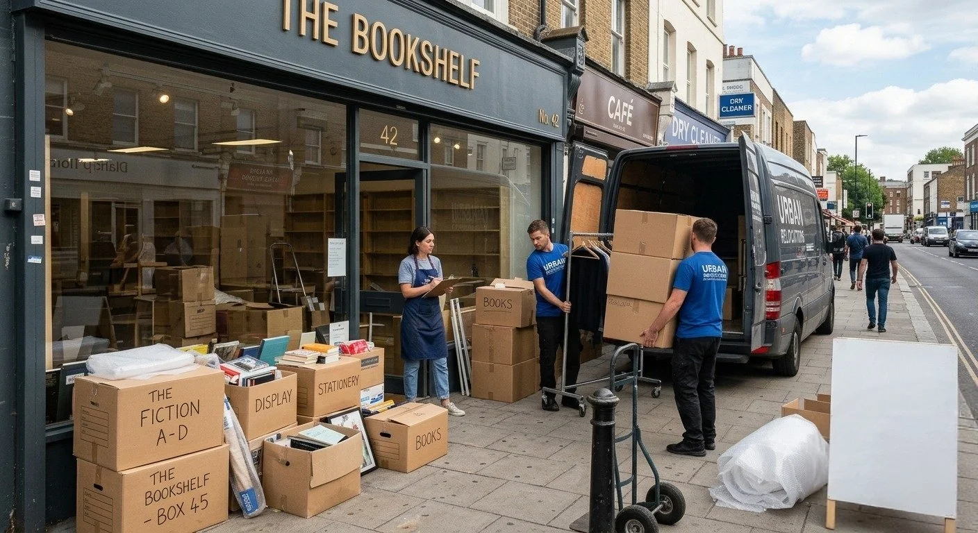 Staff moving retail shop items