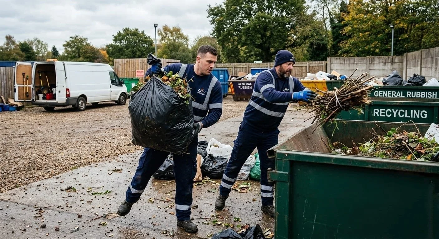 men disposing garden waste
