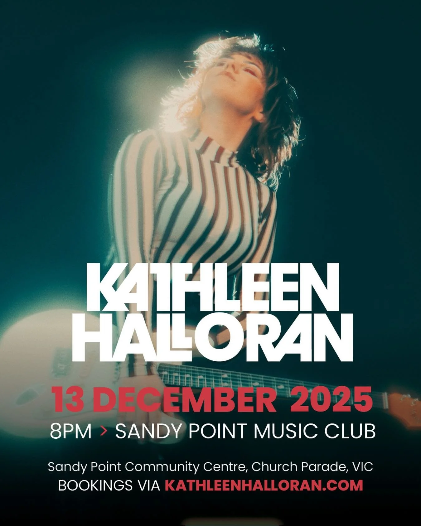 My last band headline show of 2025! We are returning to @sandypoint_music and I&rsquo;m bloody stoked about it!!! Come and have a drink with us and celebrate this mighty whirlwind of a year Xxx &hearts;️🥂💫 tix via bio 
@darryn_farrugia @tiarynmusic