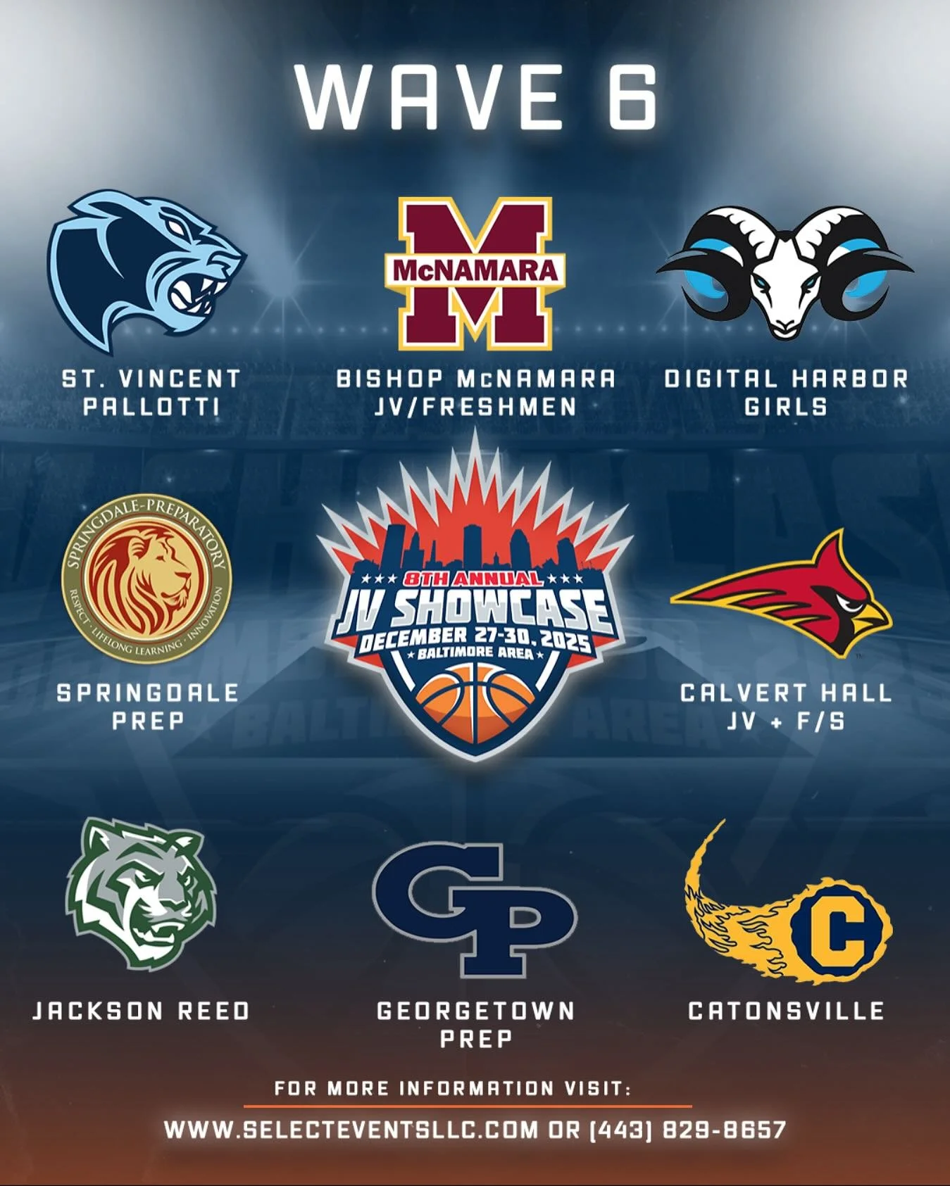 And so it continues . We have close to 55 boys and girls committed to the 8th Annual JV showcase December 27-30th 2025 held at Archbishop Spalding. WAVE 6-7. Showcase continues to become an east coast showcasing upcoming talent.