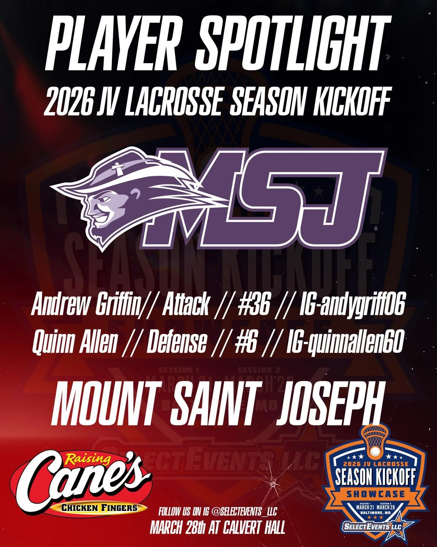 Come out next Saturday March 28th and see some of the up and coming lacrosse stars.
Here are two players from MSJ lacrosse to watch for. For more information on showcase visit www.selecteventllc.com. #dtlrsportsofficial #raisingcanes #planetfitness
