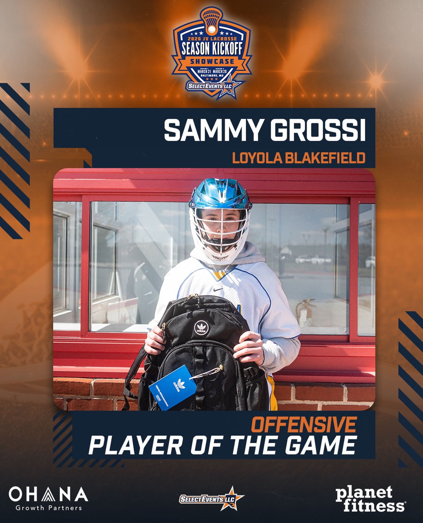 Rolling out the Players of the Games. Starting off with Sammy Grossi @sammygrossi17 who is our Offensive Player of the Game from @lacrossedons e