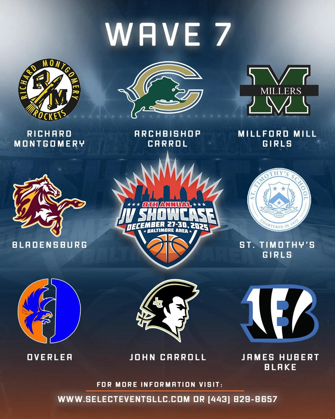 WAVE 7 of 7 committed teams for the 2025 JV Showcase — Select Events LLC