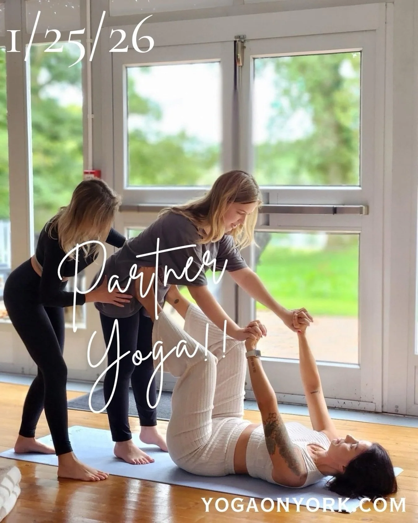 I&rsquo;m so excited to bring a retreat workshop to the studio! 🧘 

PARTNER YOGA! Sunday 1/25 @yogaonyork

Join Kacy for a super fun and invigorating partner yoga class! Bring a loved one, a friend or anyone you choose. 

The poses offered are made 