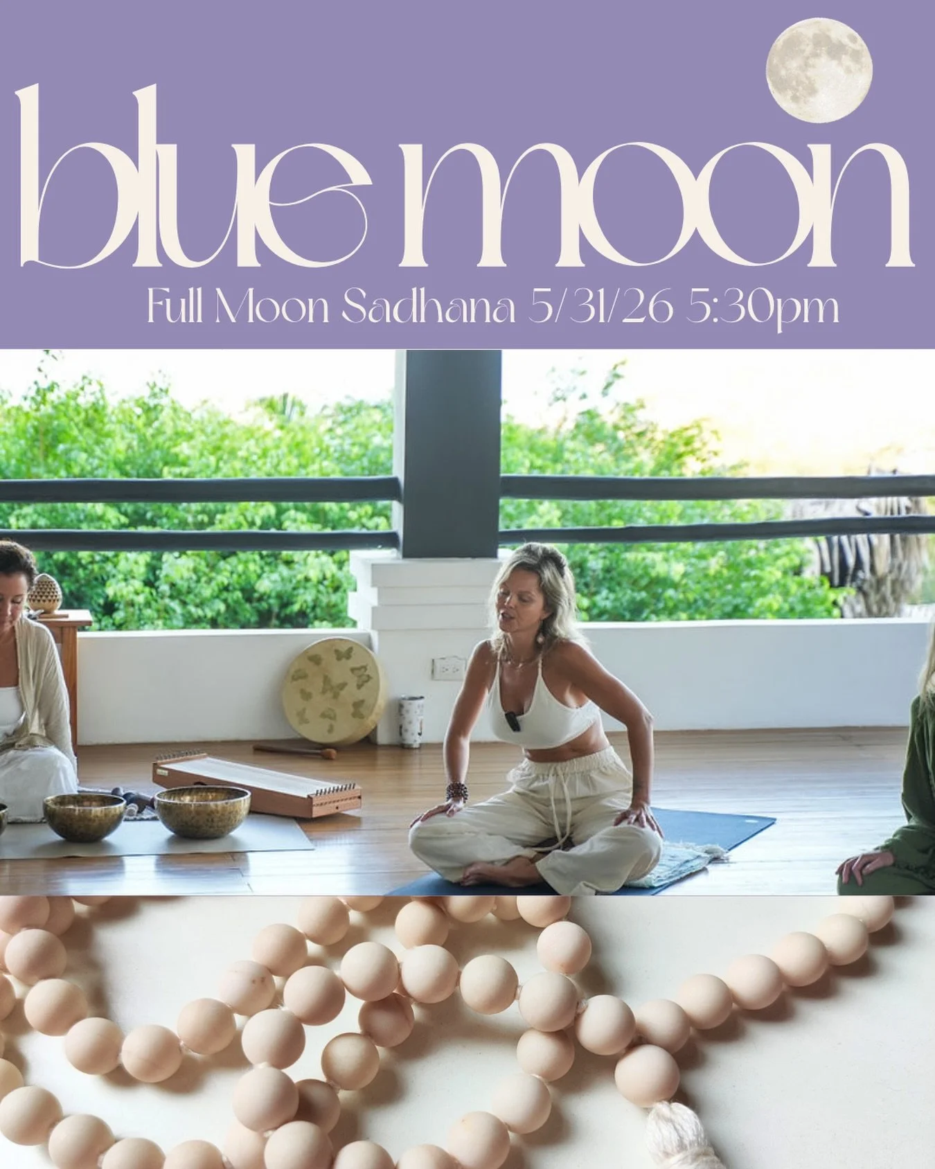 Full Moon 🌕 Sadhana! 
Sunday May 31st 5:30pm @awarehouse.yoga 

$25 non members and $20 for AH members 📿 
This offering will be deeply nourishing filled with gentle asana, breathwork, yoga nidra and chanting to truly harness the energy of this mont