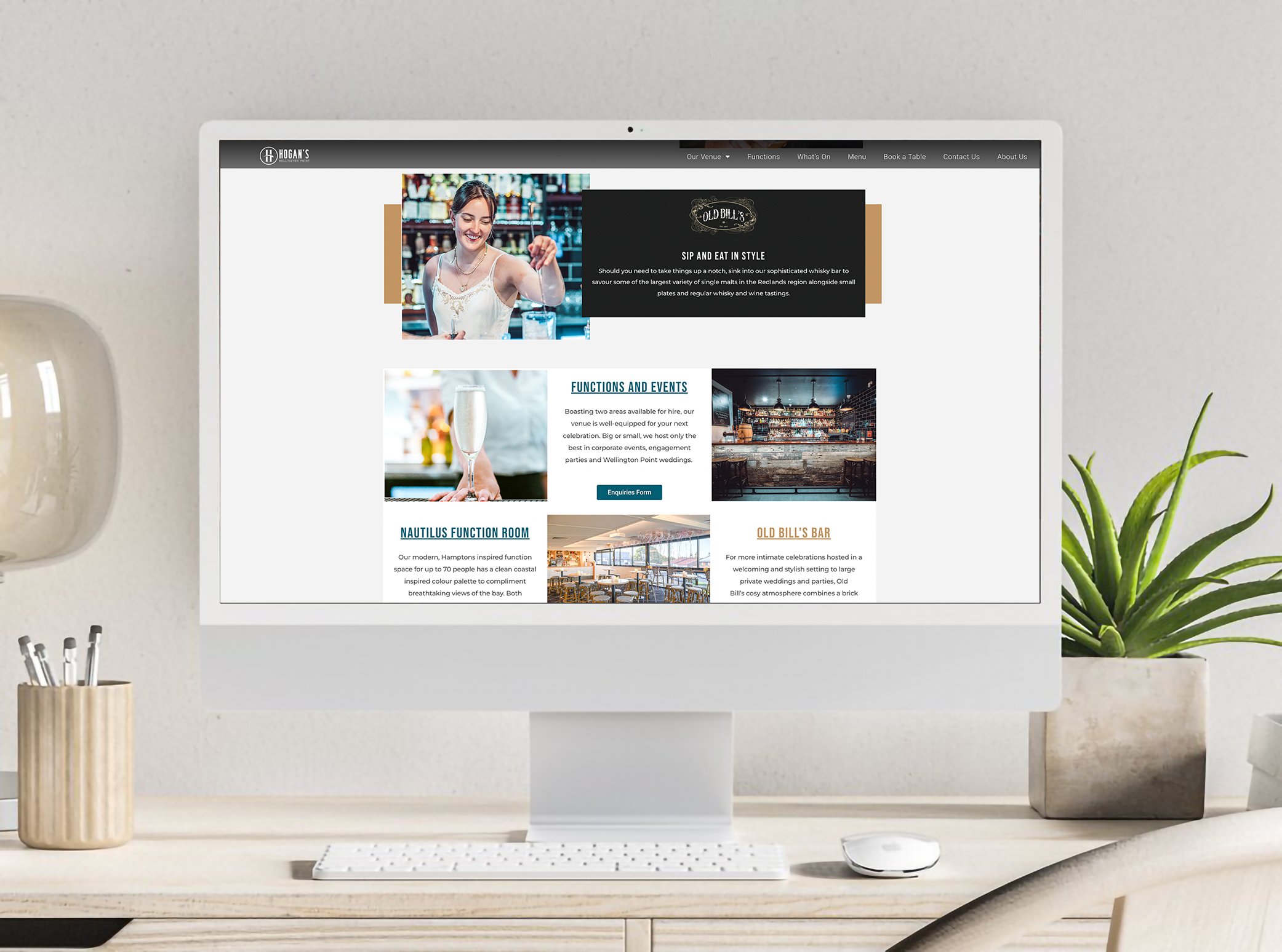 Website for a bar, restaurant with multiple function rooms