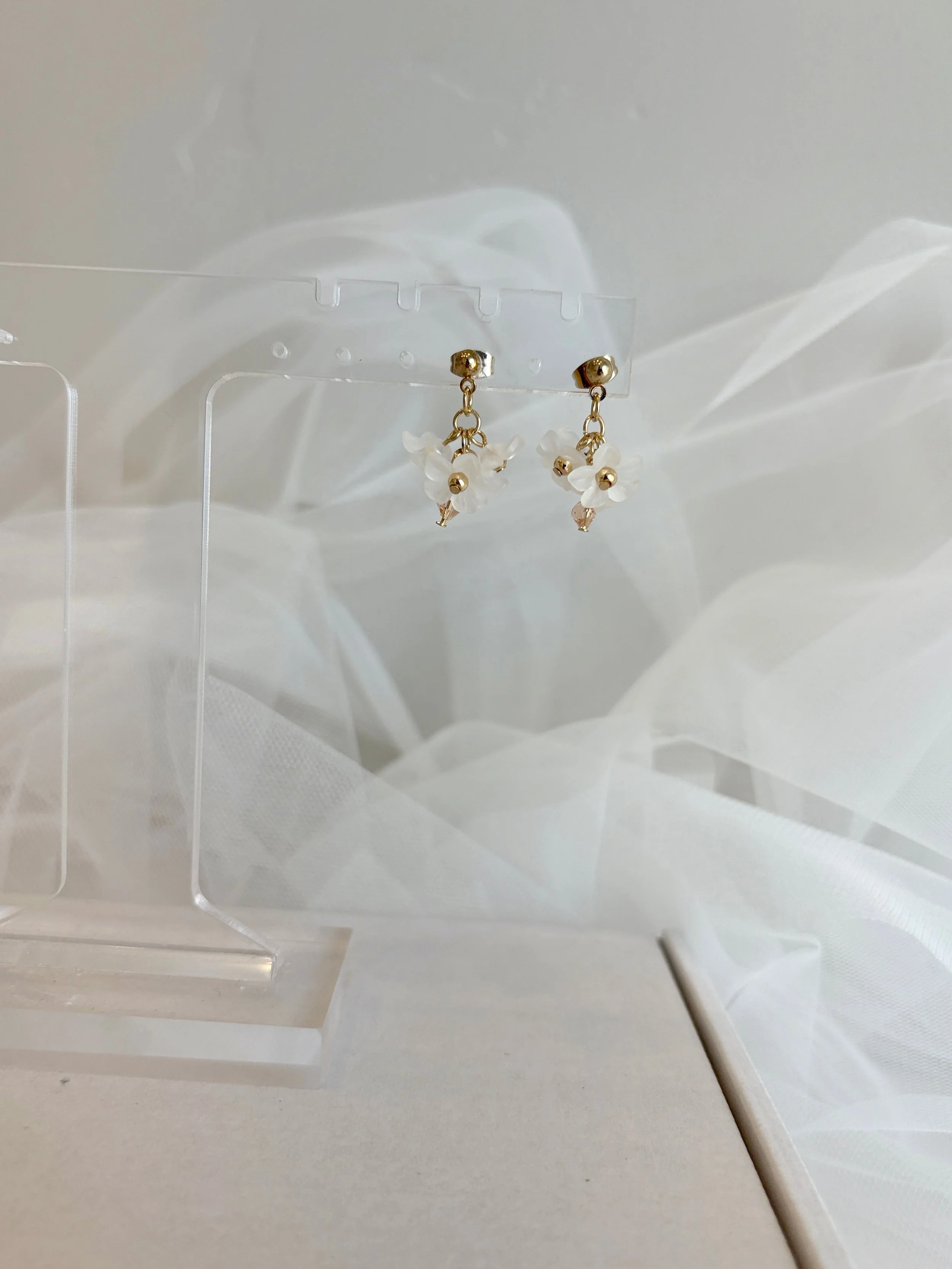 Resin Flower Cluster Drop Earrings