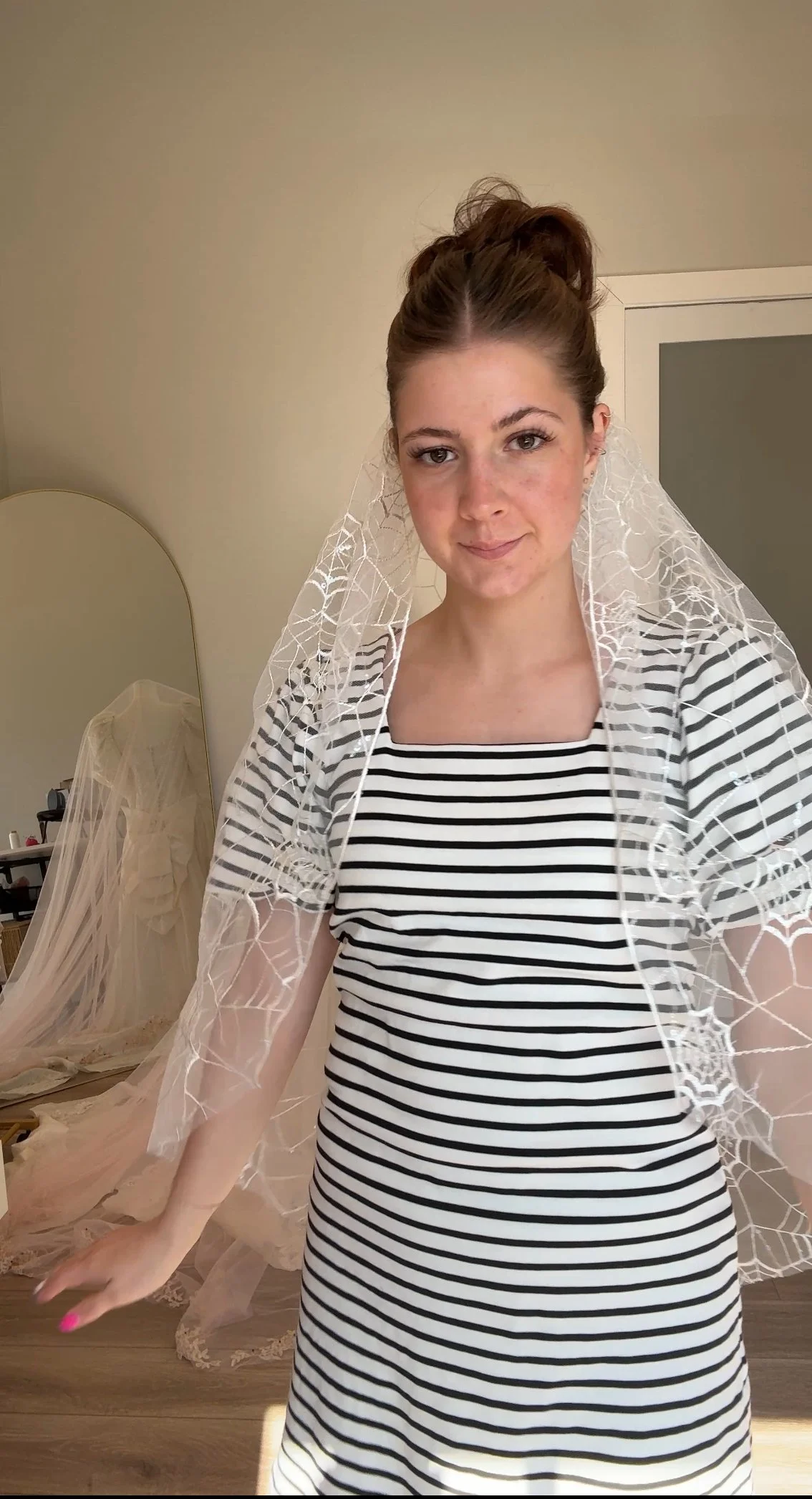 Ivory Spiderweb Halloween Veil