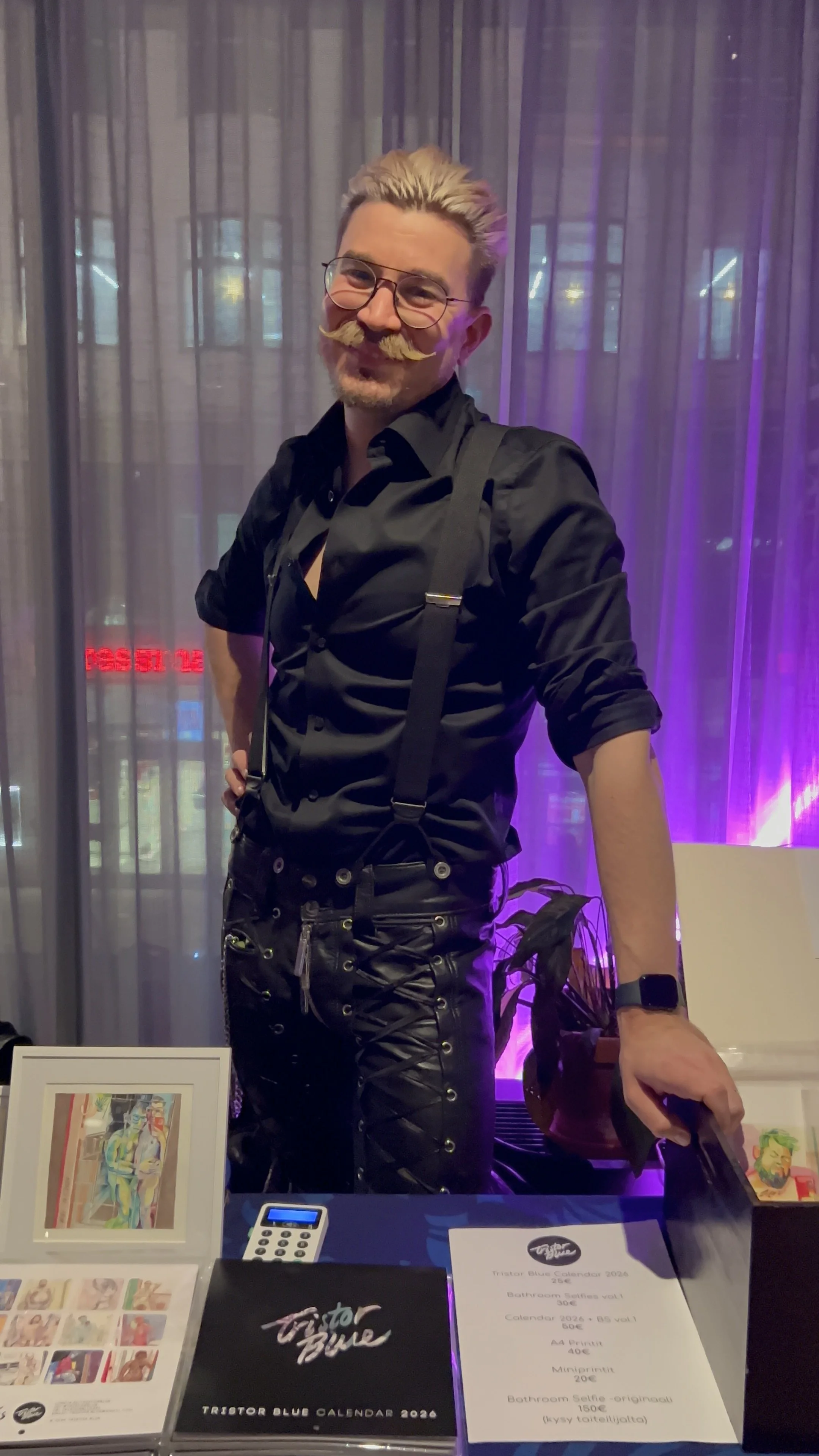 Finnish quee artist Tristor Blue.  Finnish queer artists promoting their work at HOMOTAIDEMARKKINAT, which took place in Helsinki on December 5, 2025, at the Hobo Hotel in Helsinki.