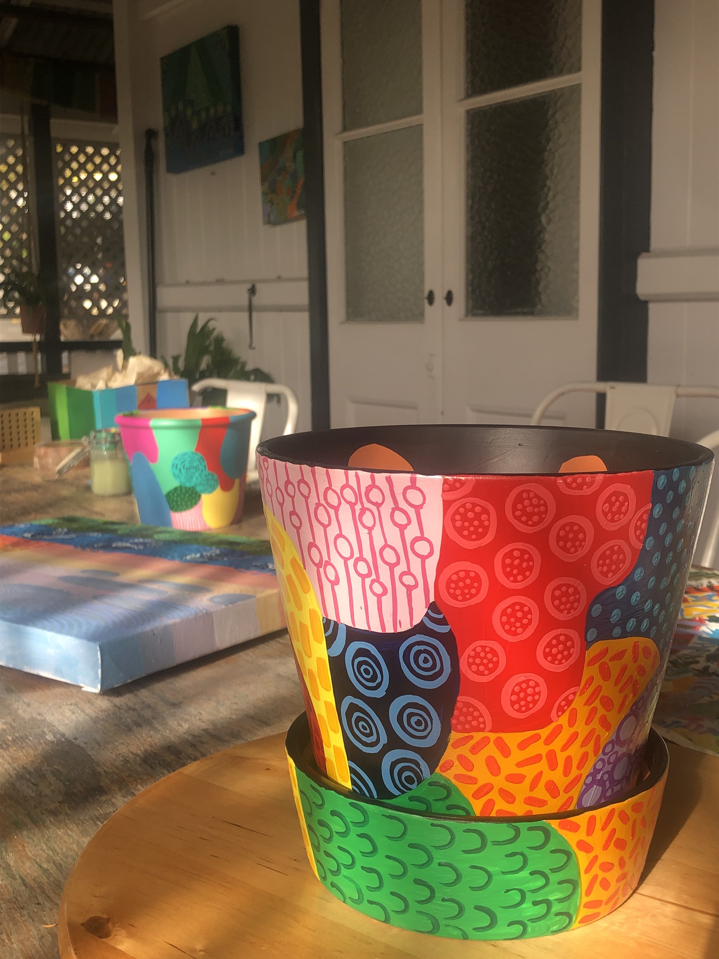 Doodle Art painted pot