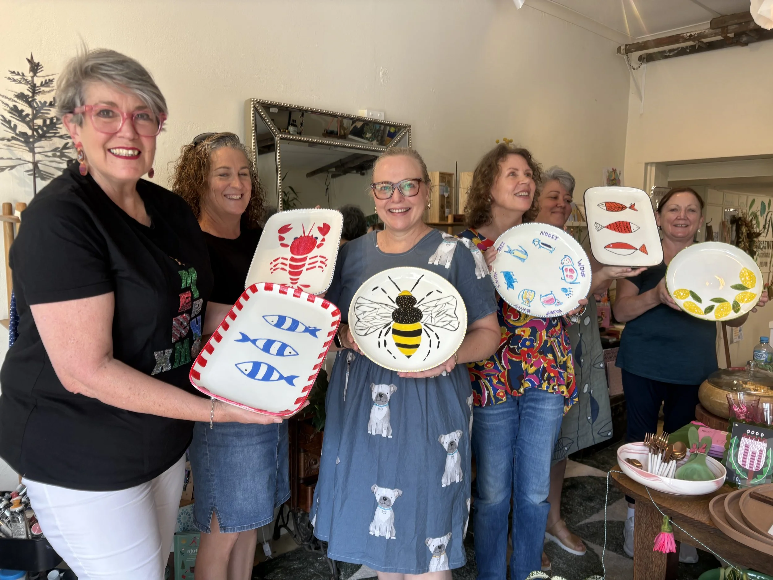 ceramic painted platters