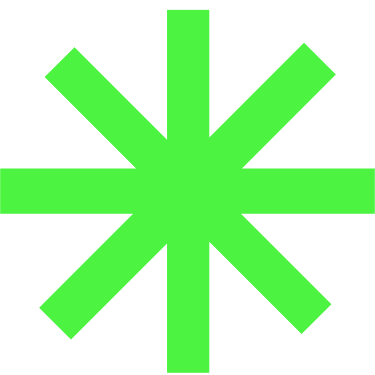 Green asterisk or starburst symbol on black background.