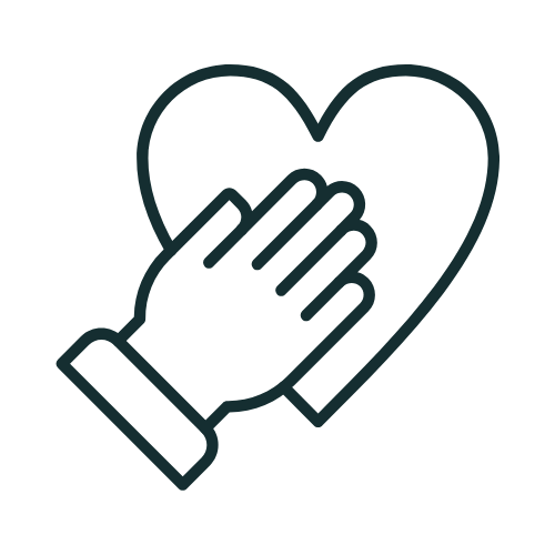 Icon of a hand placed on a heart