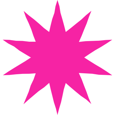 Pink starburst shape with multiple pointed arms.