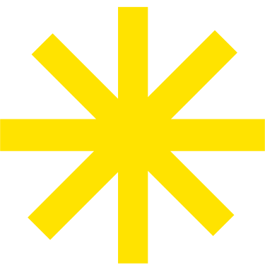Yellow asterisk with eight arrow-like points on a black background.