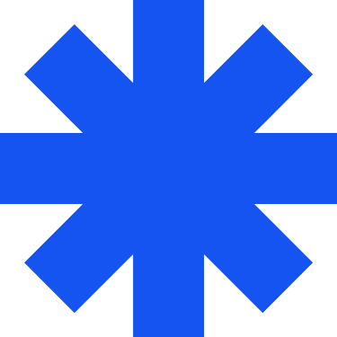 A blue asterisk symbol with eight points on a black background.