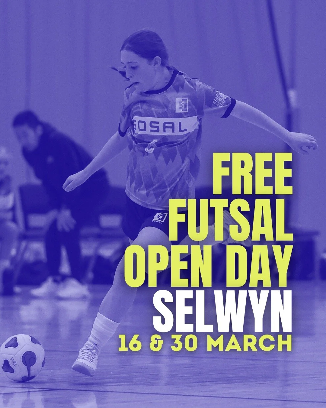 ⚽🔥 FREE FUTSAL OPEN DAY &ndash; SELWYN 🔥⚽

Come and experience the fast-growing game of futsal!

📅 Monday 16 Mar &ndash; 4&ndash;5pm (U8)
📅 Monday 30 Mar &ndash; 4&ndash;5pm (U10)
📅 Monday 30 Mar &ndash; 5&ndash;6pm (U13)

📍 Selwyn Sports Centr