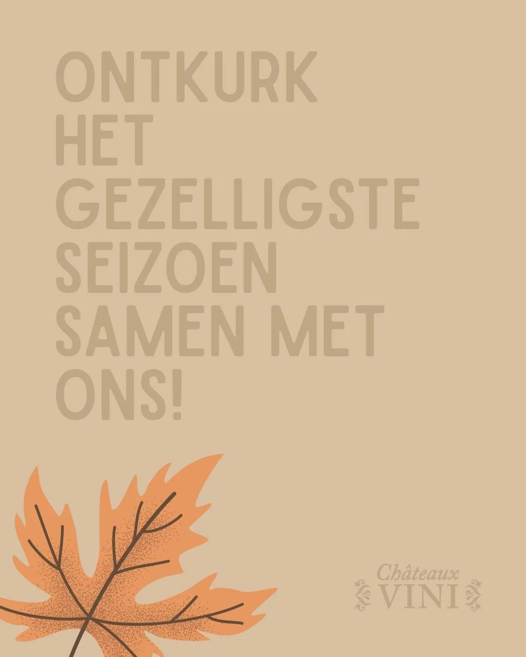 Heerlijke herfstdagen. 🍂

Ontkurk Het Najaar bij Ch&acirc;teaux Vini

Op 18 en 19 oktober openen we onze deuren voor een bijzondere herfstproeverij. Meer dan 100 wijnen uit Frankrijk en Itali&euml; staan klaar om ontdekt te worden, van toegankelijke