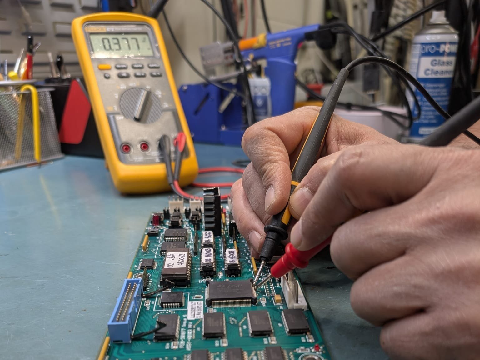 Industrial electronics fault finding using multimeter - Newcastle workshop
