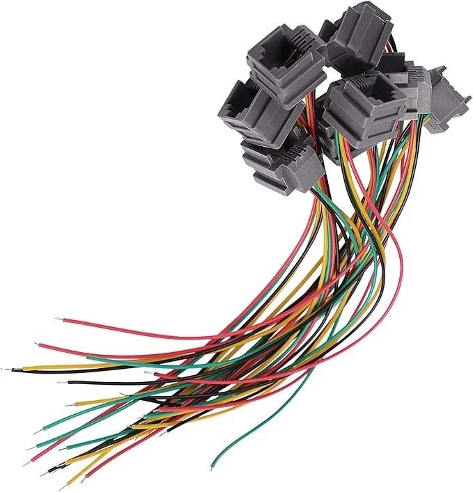 Quality RJ11 Female Connector 6P4C PCB Socket with 4 x 10cm Wires