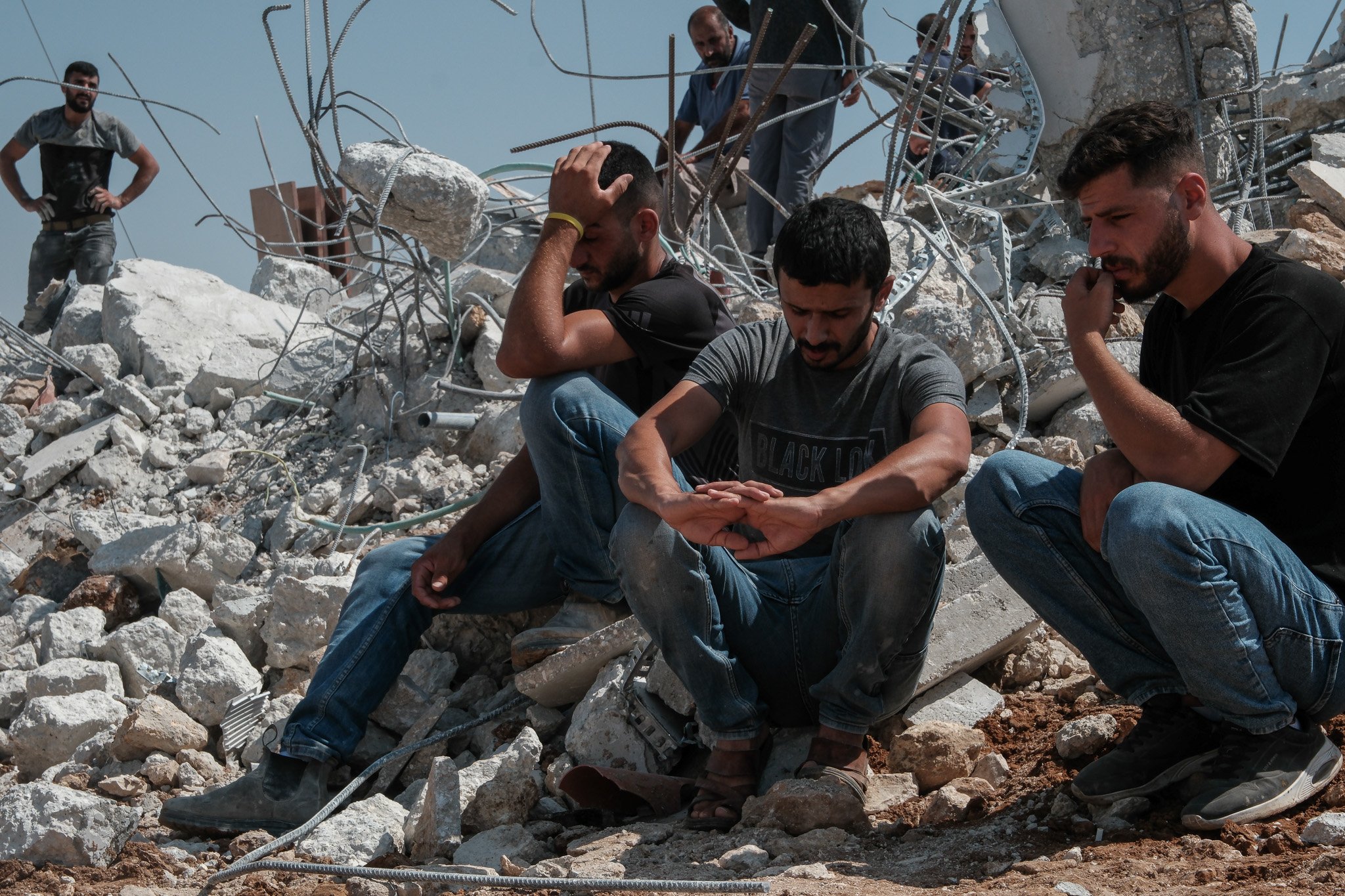 Osama (left), recenlty married, had moved into the house with his wife only two weeks before the demolition.
