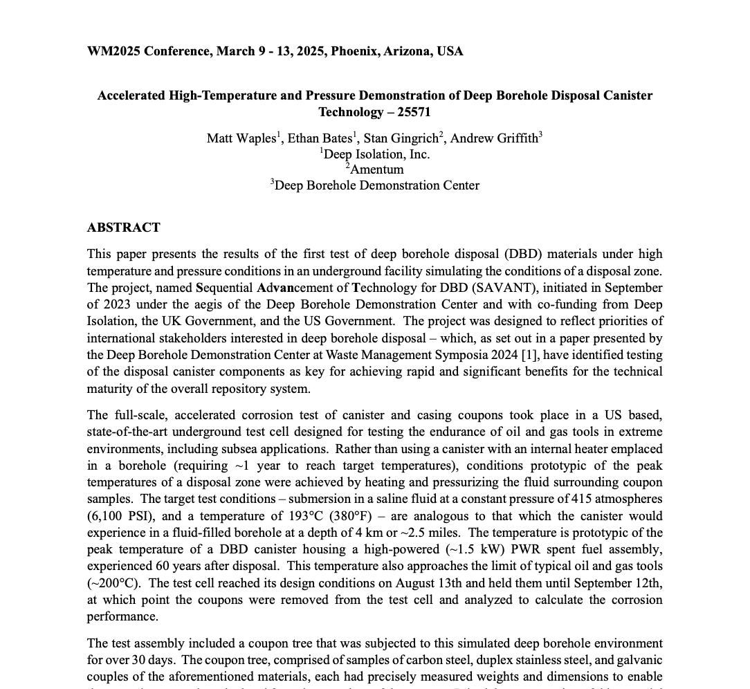 Publication at Waste Management Symposia (2025)