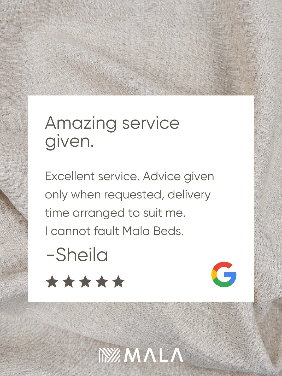 Thank you to our customers who take the time to share their experience 😊

Find us:
📍 33-34 High Street, Rugby CV21 3BW
☎️ 01788 726235
⭐ 4.9 stars on Google

MALA Beds - Here to help you #SleepBetter.
*Ask in-store for details.
#RugbyTownCentre #Be
