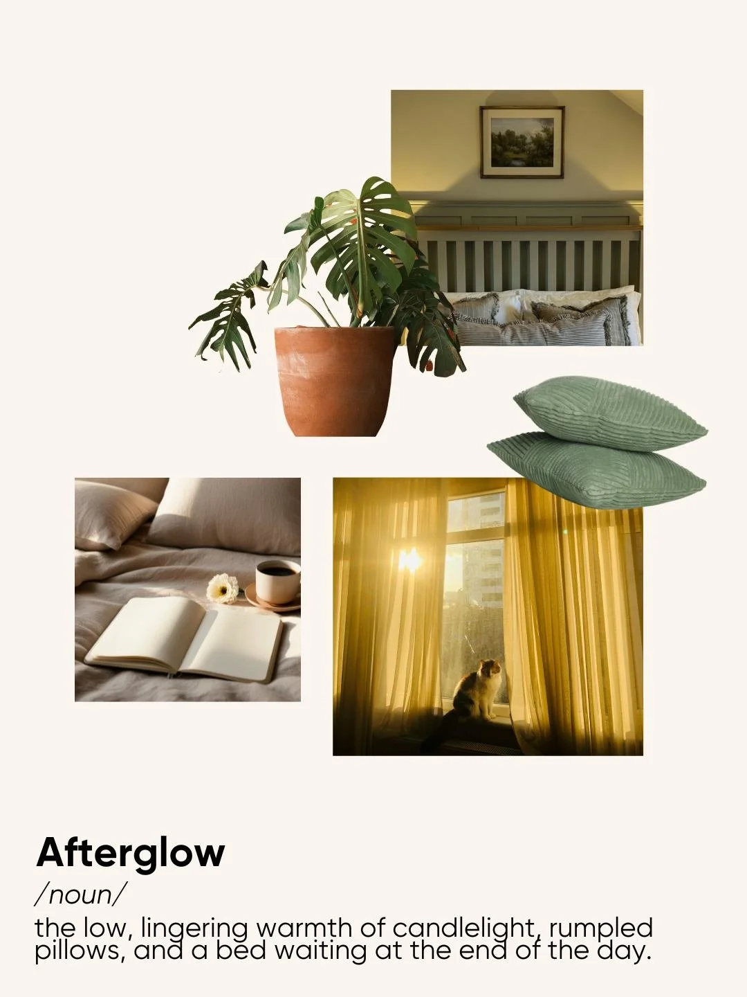 Afterglow [noun] 🕯️
The low, lingering warmth of candlelight, rumpled pillows, and a bed waiting at the end of the day. 

What's your mood for this month? 🗯️

📷 Bed pictured: Eden 

#Bedroom #Sleep #BedroomMoodboard