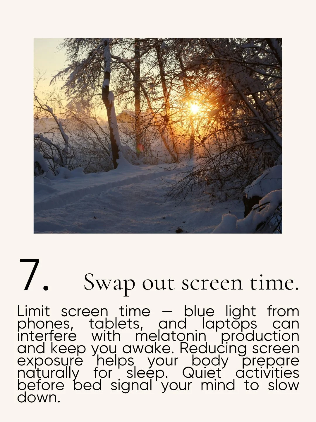 Winter sleeping tips... no. 7 ❄️

Even a short break from screens can improve how quickly you fall asleep.
Swapping scrolling for quieter rituals helps the mind slow down 📖

#MalaBeds #Sleep #SleepInspo #Bedding #HomeDecor