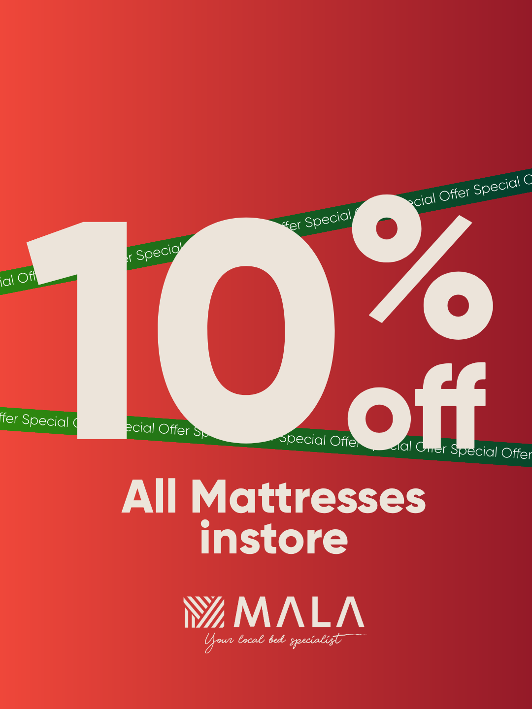 10% Off All Mattress Instore this December