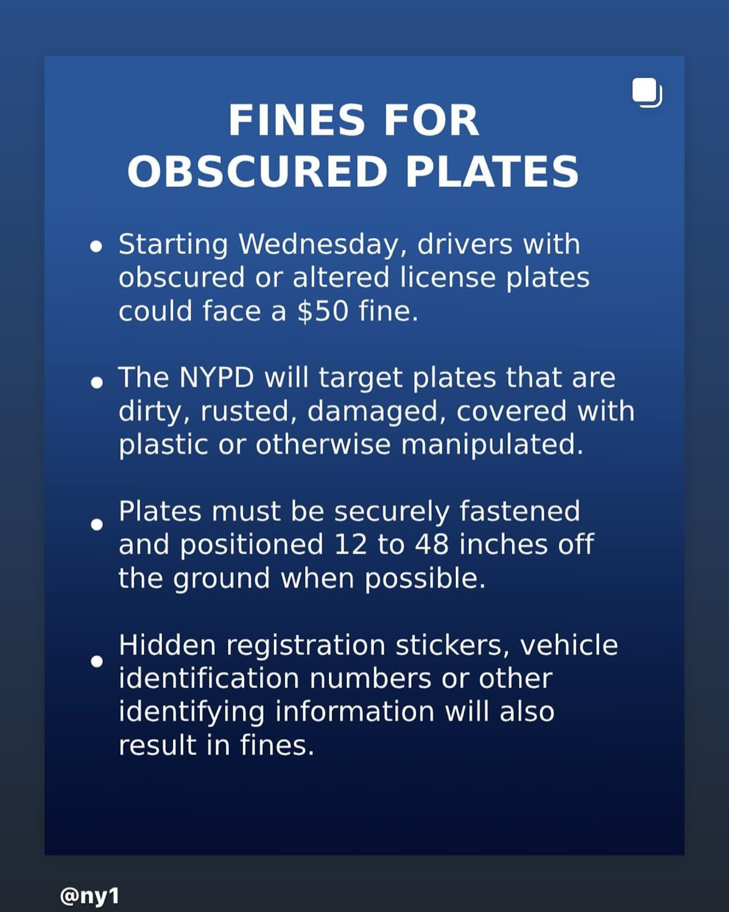Obstructed Plate Fines are now in effect