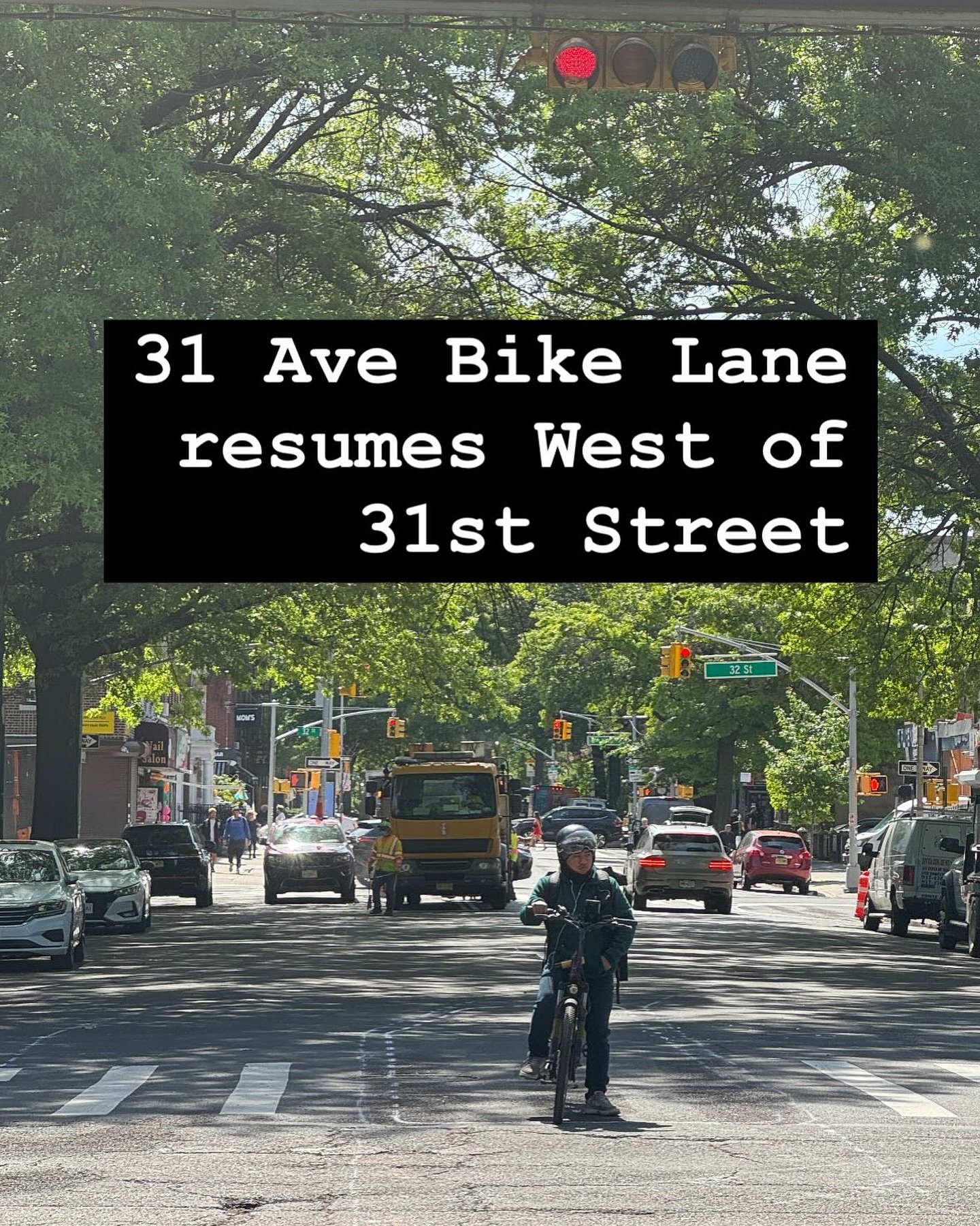 The Double Bike Lane along 31ave plan to go from Steinway to Crescent. These traffic changes have created bottleneck traffic in Astoria. #bike #bikelanes #transit #nyc #astoria #queens #bikelifestyle